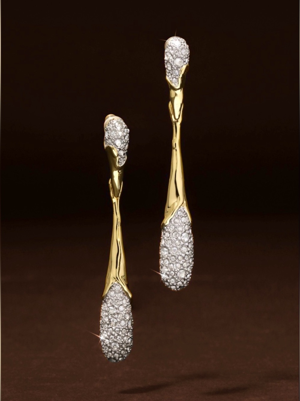 ALEXIS BITTAR Sleek Graceful Solanales Flower Bud Crystal Teardrop Drop Earrings